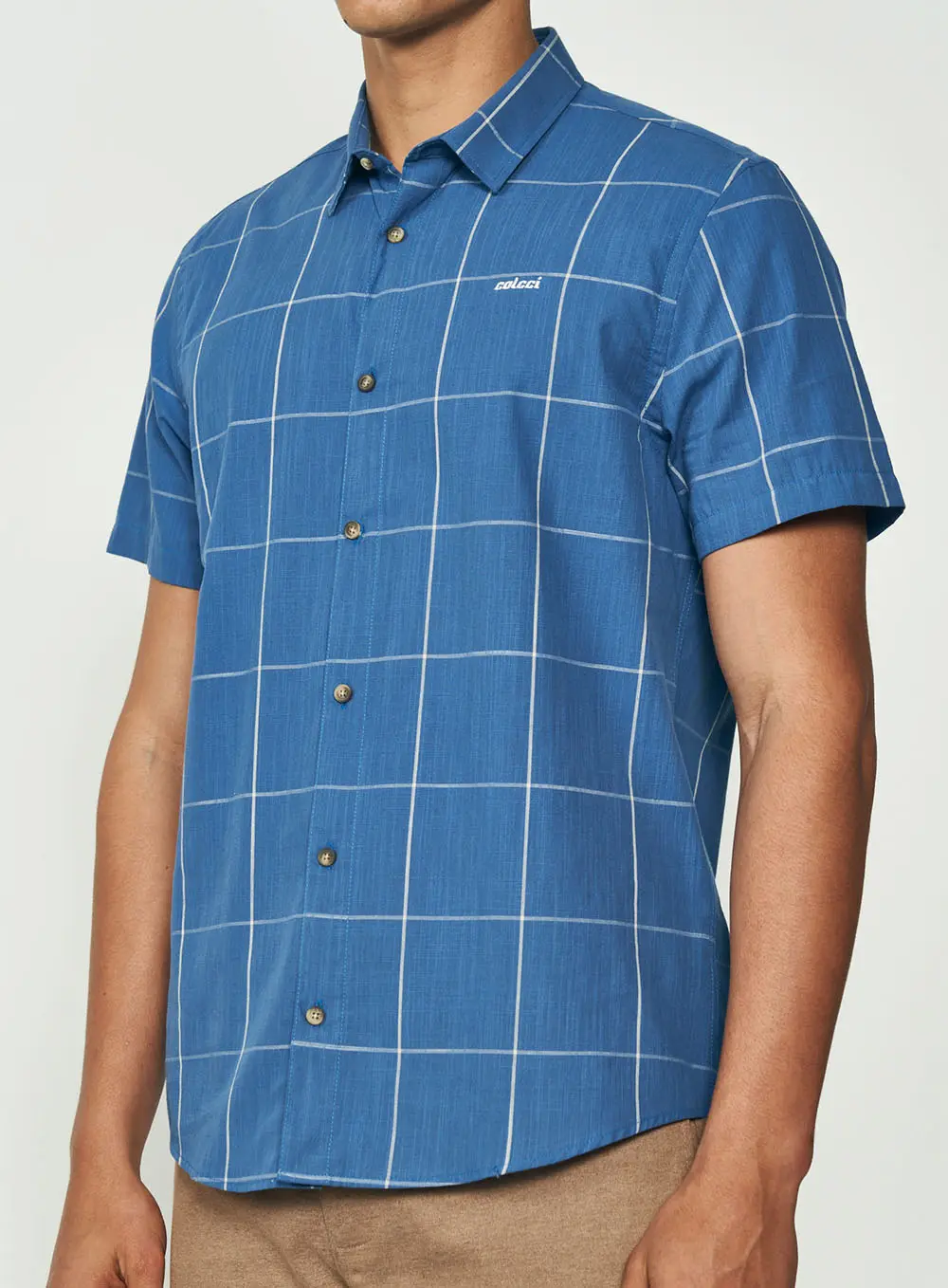 Camisa Grid Blue Estampados