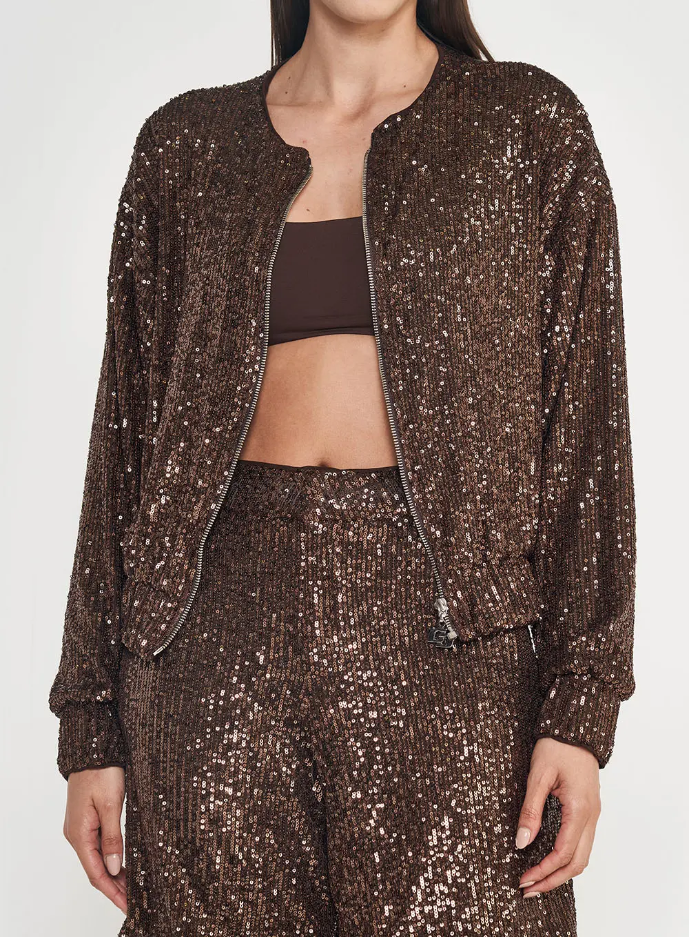 Jaqueta Sequin Marrom