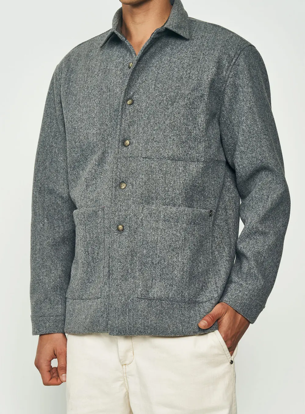 Jaqueta Shirt Cinza Mesclado