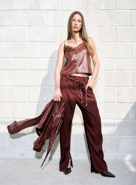 Calça Linho Com Fenda