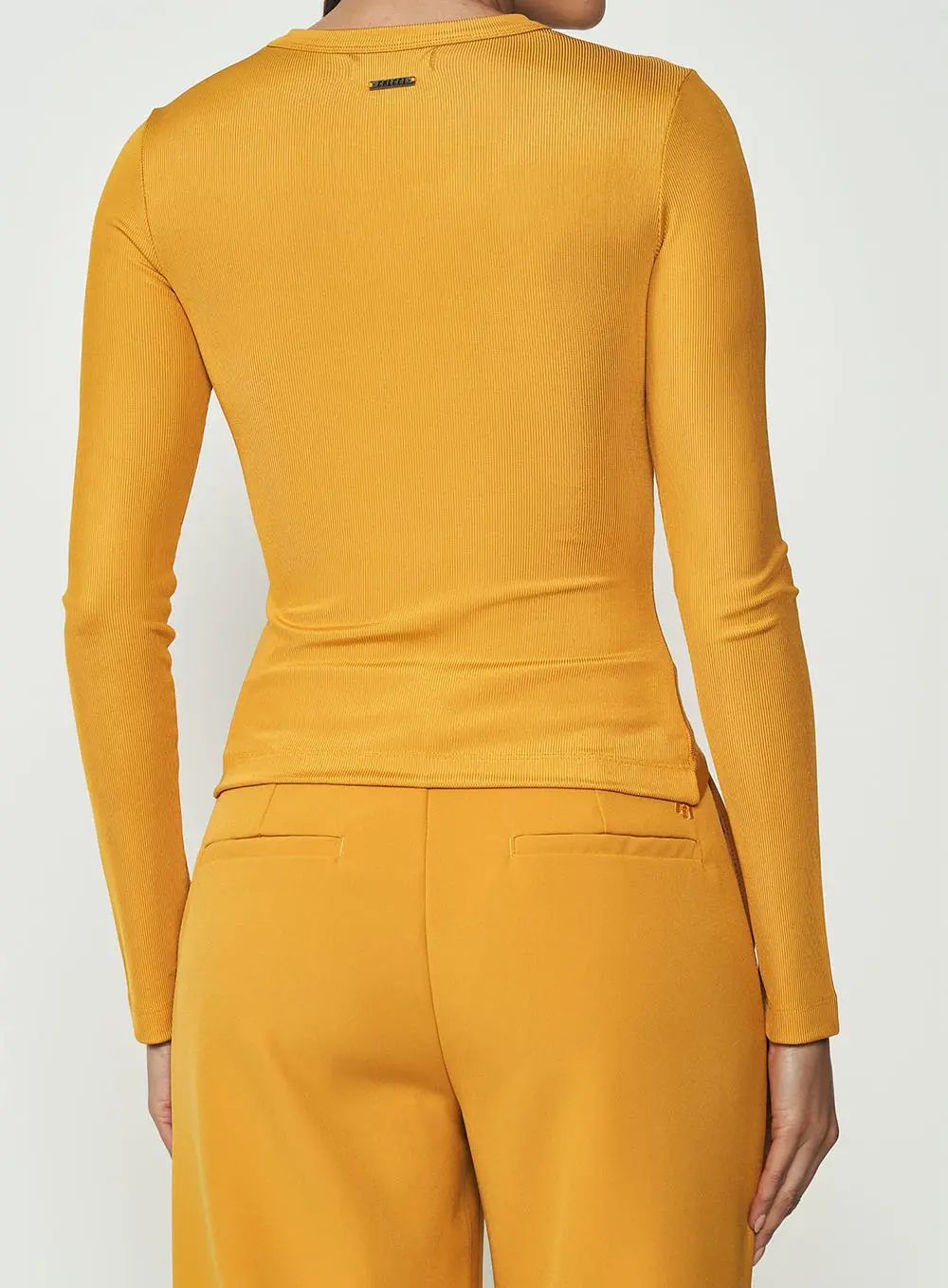 Blusa Justa Manga Longa Com Drapeado Amarelo Sunray