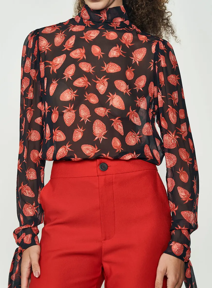 Blusa Estampada Manga Longa Gola Alta Colcci