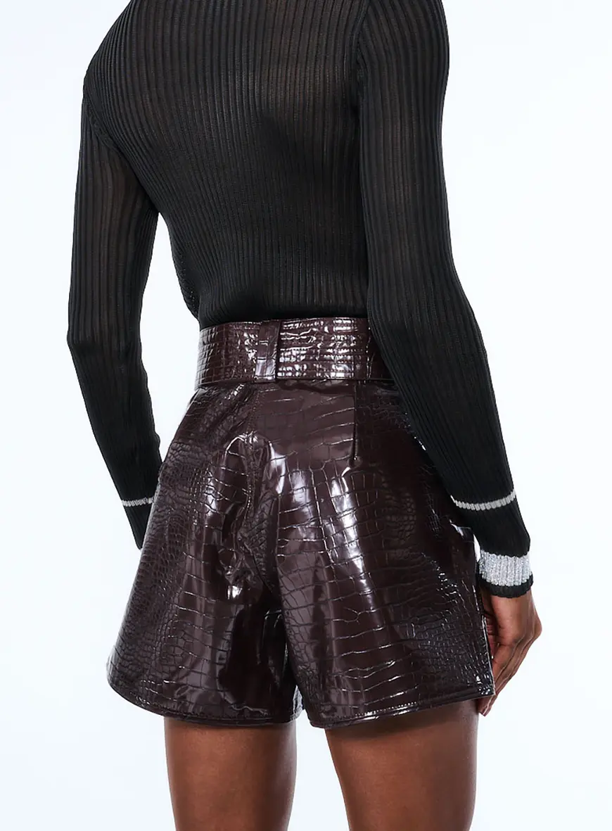 Short Croco Em Pu - Cinto Não Acompanha Marrom 4