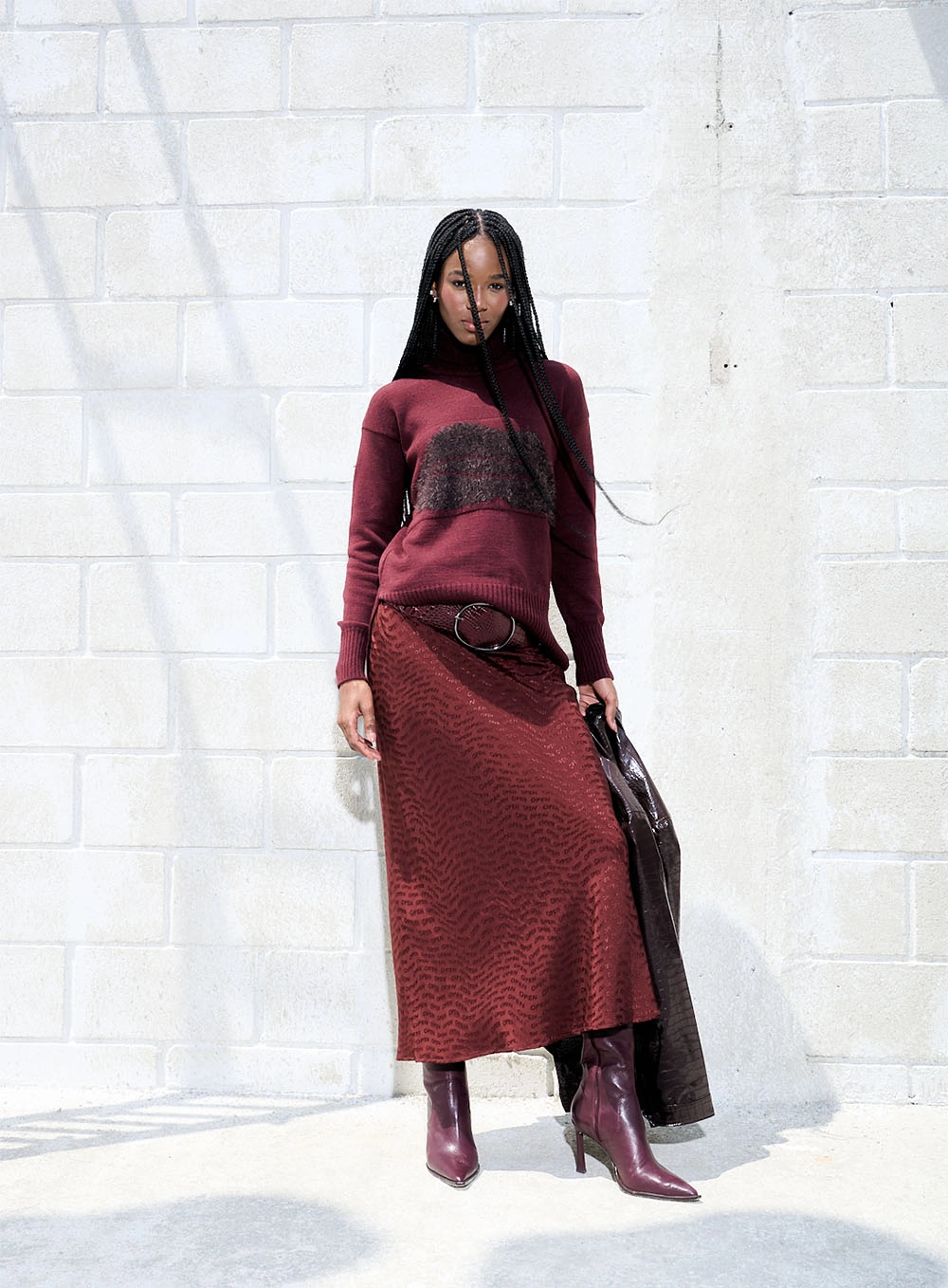 Saia Longa Jacquard Marrom 1