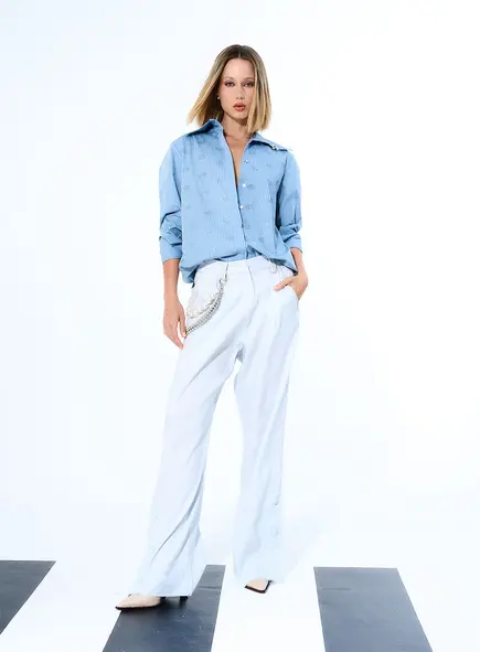 Camisa Listrada Com Aplicação