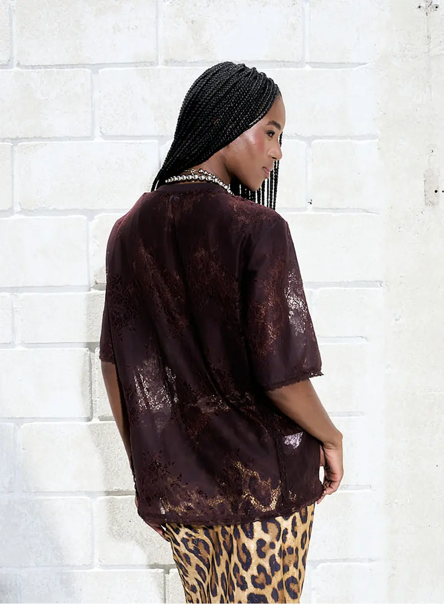 Blusa Renda Marrom Marrom 4