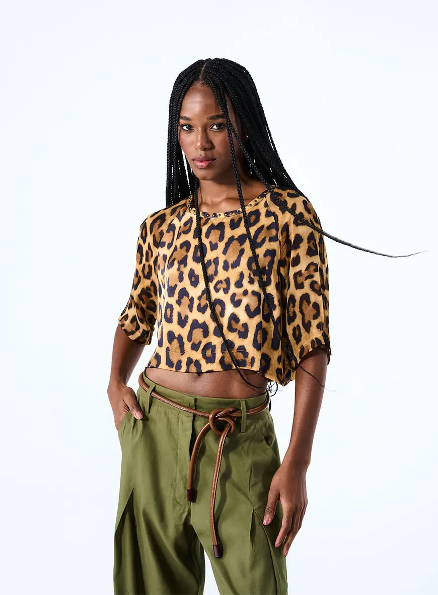 Blusa Onça Cropped Estampa 2