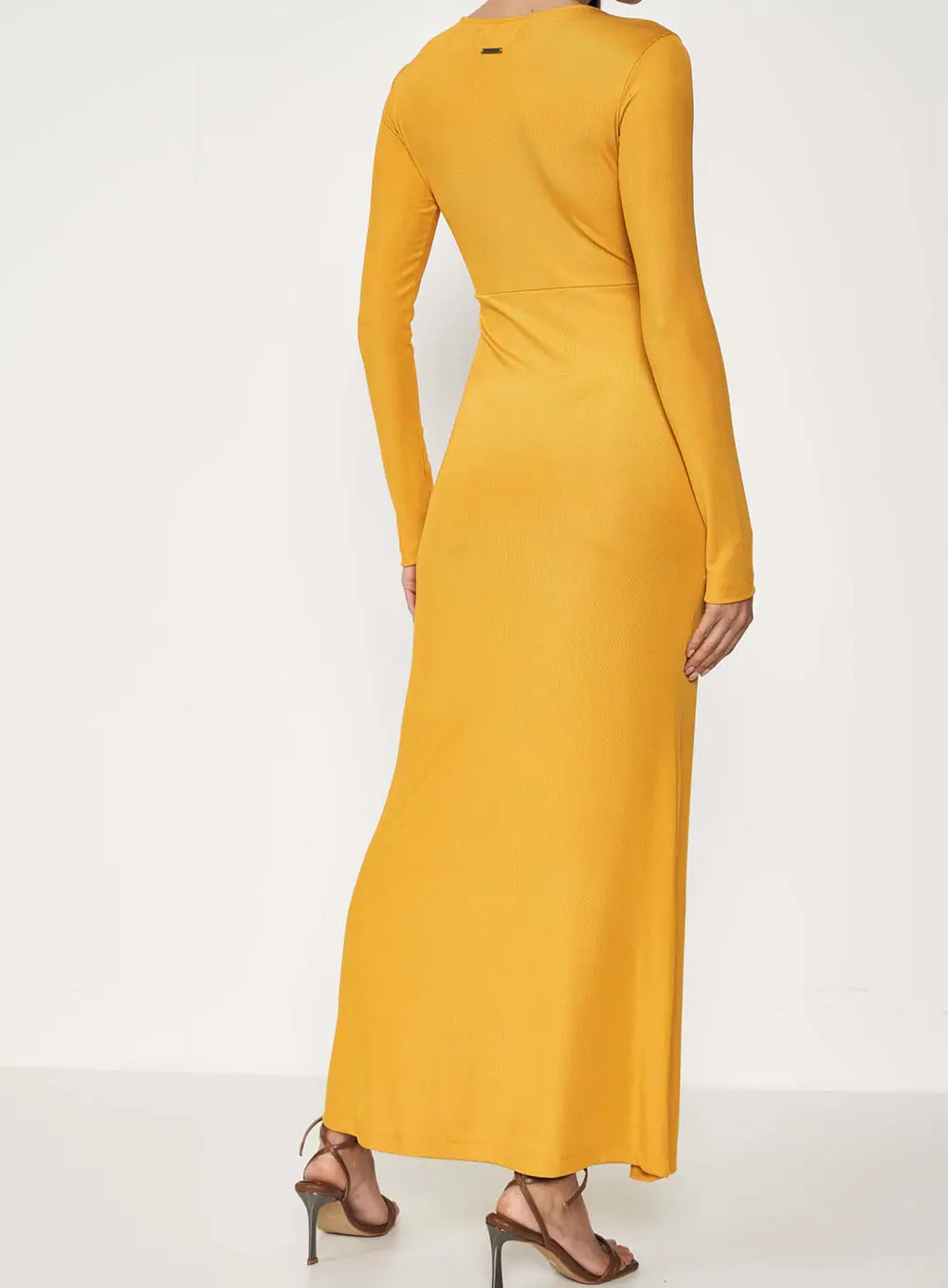 Vestido Fashion Manga Longa Amarelo Sunray