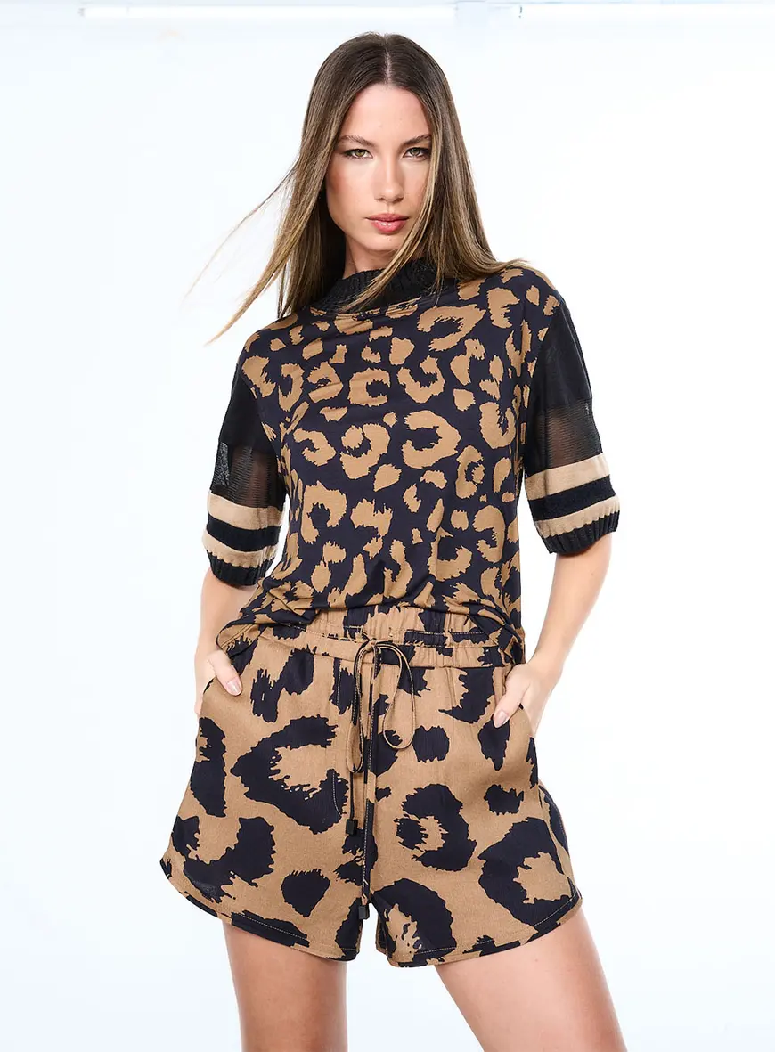 Blusa Onça Com Mesh Estampados 1