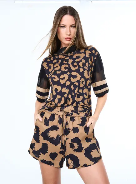 Blusa Onça Com Mesh