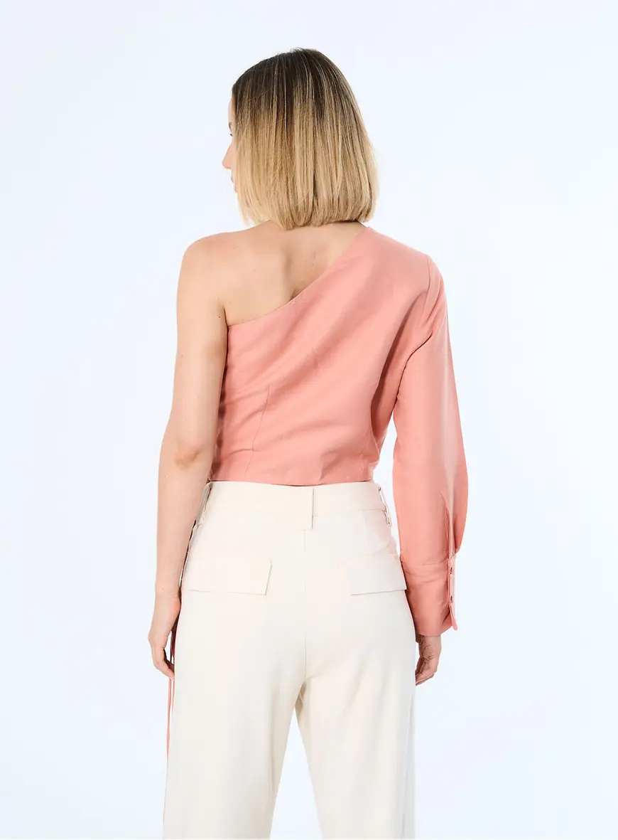 Blusa Assimétrica Com Franjas Rosa 3