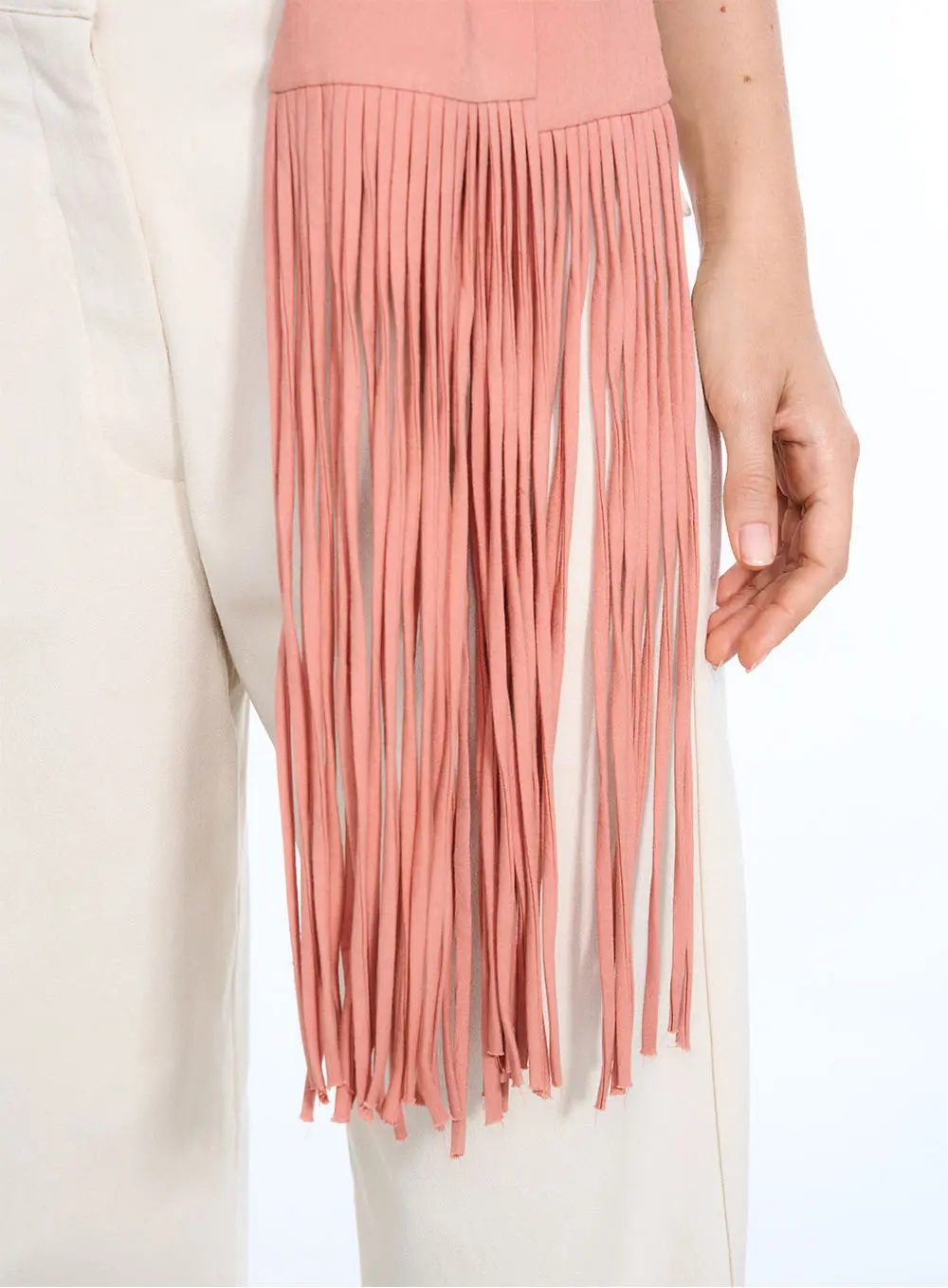 Blusa Assimétrica Com Franjas Rosa 2