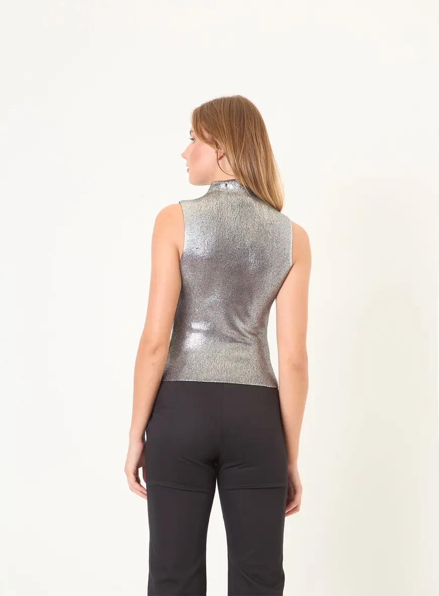 Blusa Tricô Metalizada Cinza 3