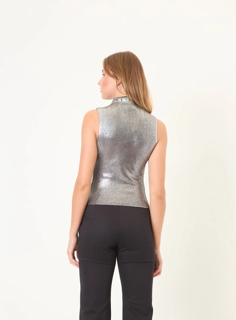 Blusa Tricô Metalizada Cinza 3