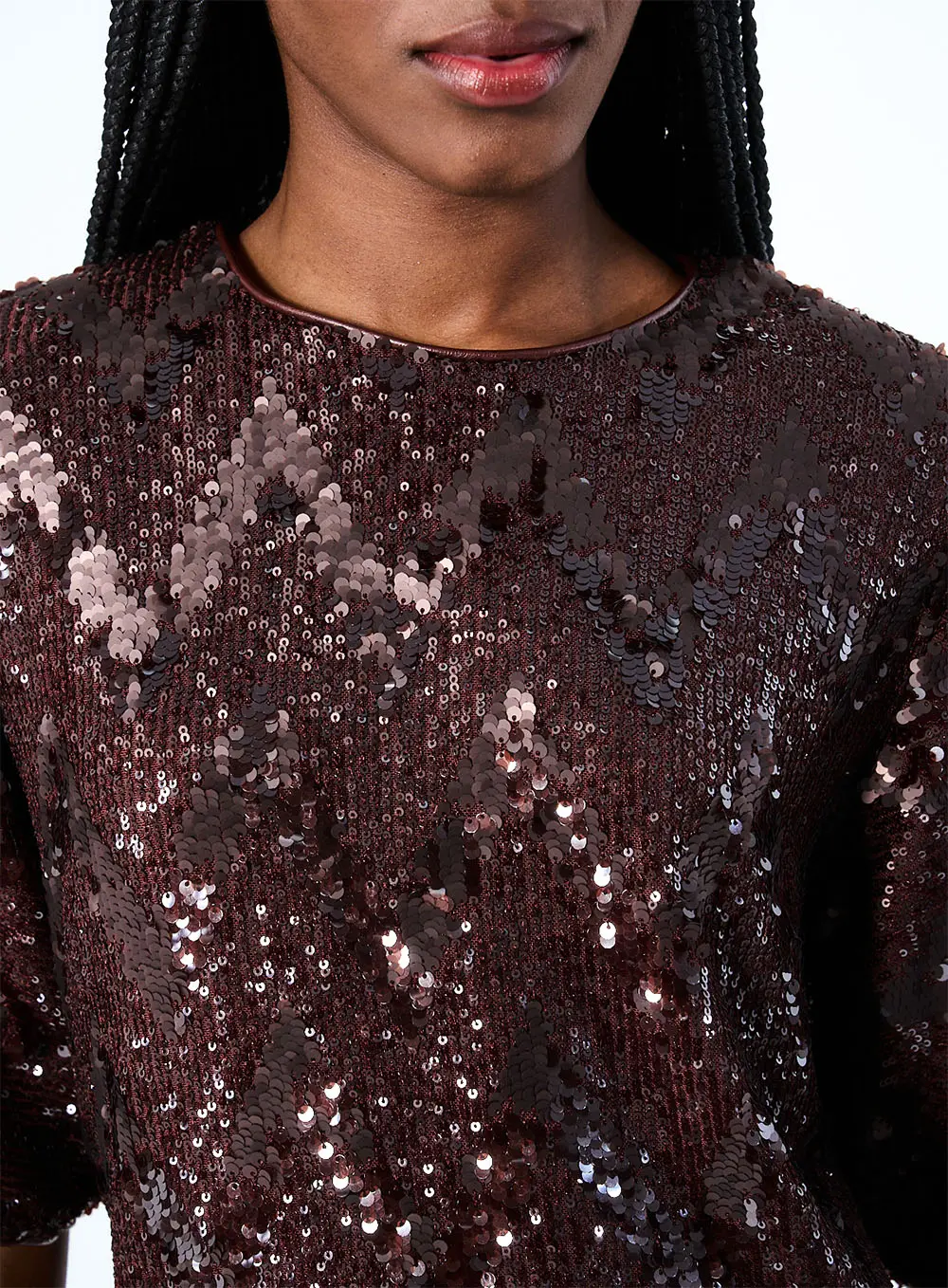 Vestido Paetê Marrom Terracota 2