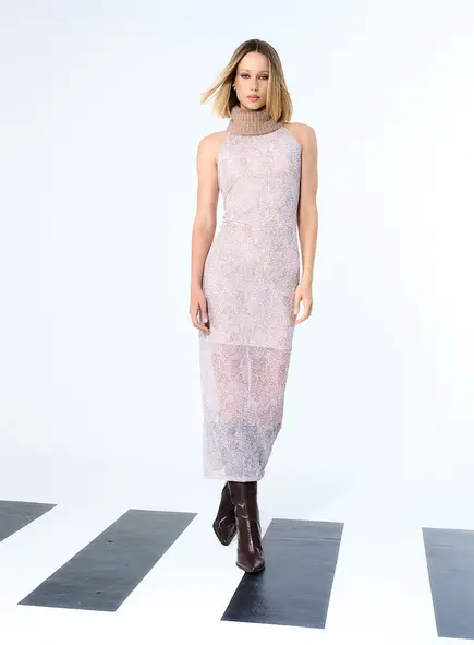 Vestido Estampado Gola Alta