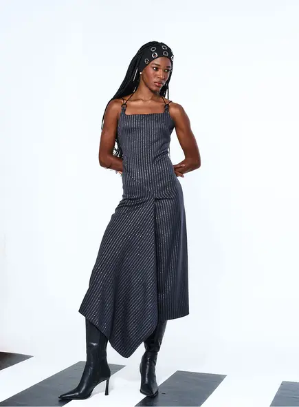 Vestido Listrado Com Amarração