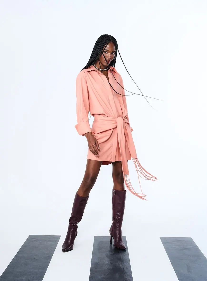 Vestido Linho Rosa 2