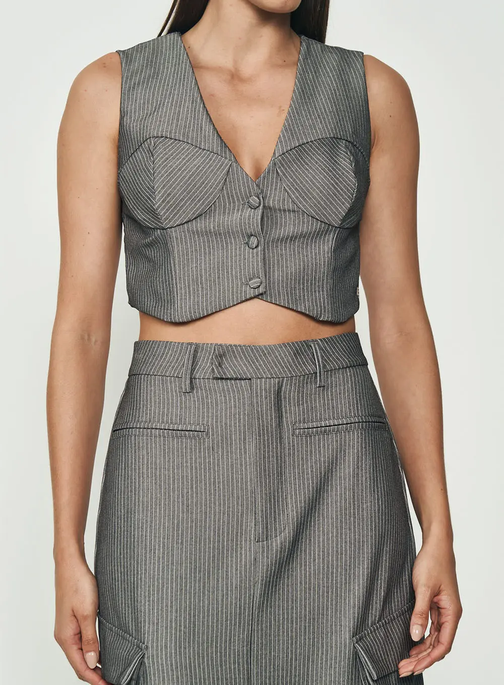 Colete Pinstripe Allure Cinza