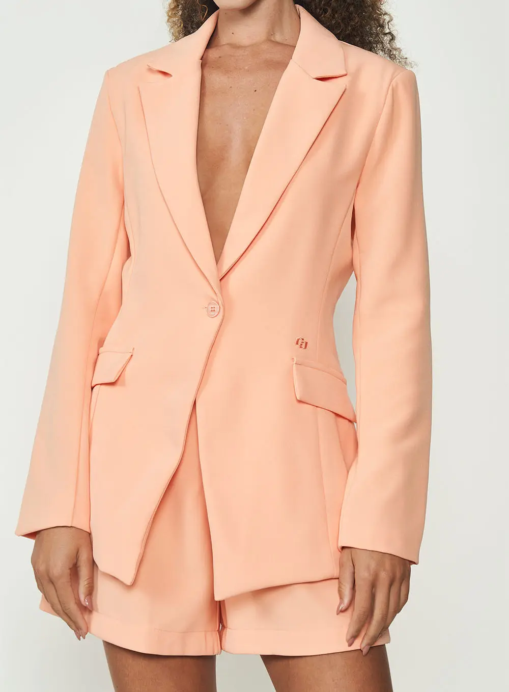 Blazer Feminino Acinturado Laranja Mexerica