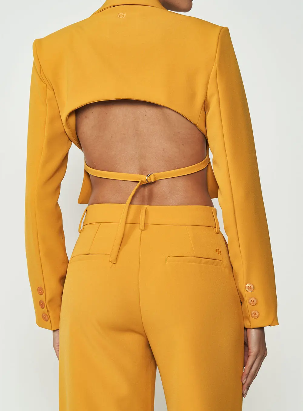 Blazer Cropped Com Abertura Amarelo Sunray
