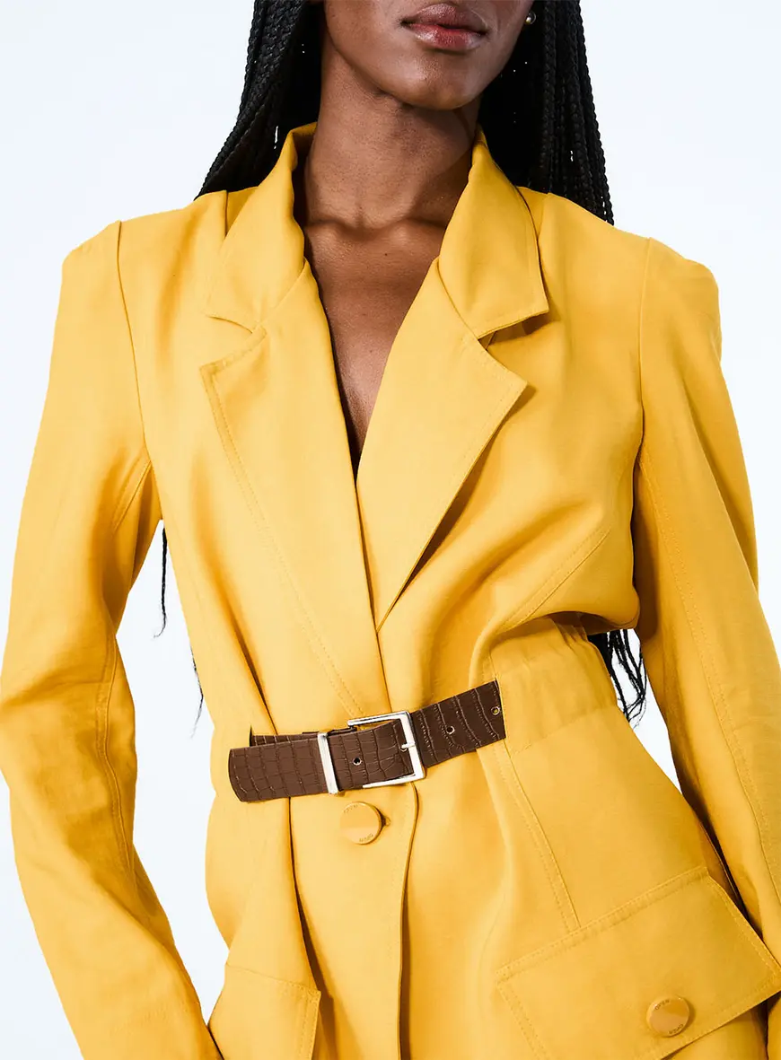 Blazer Linho Com Cinto Amarelo 3