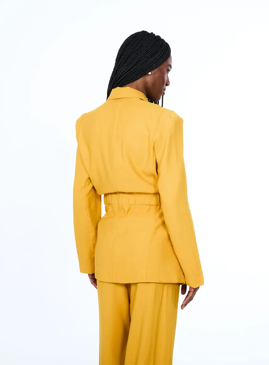 Blazer Linho Com Cinto Amarelo 4