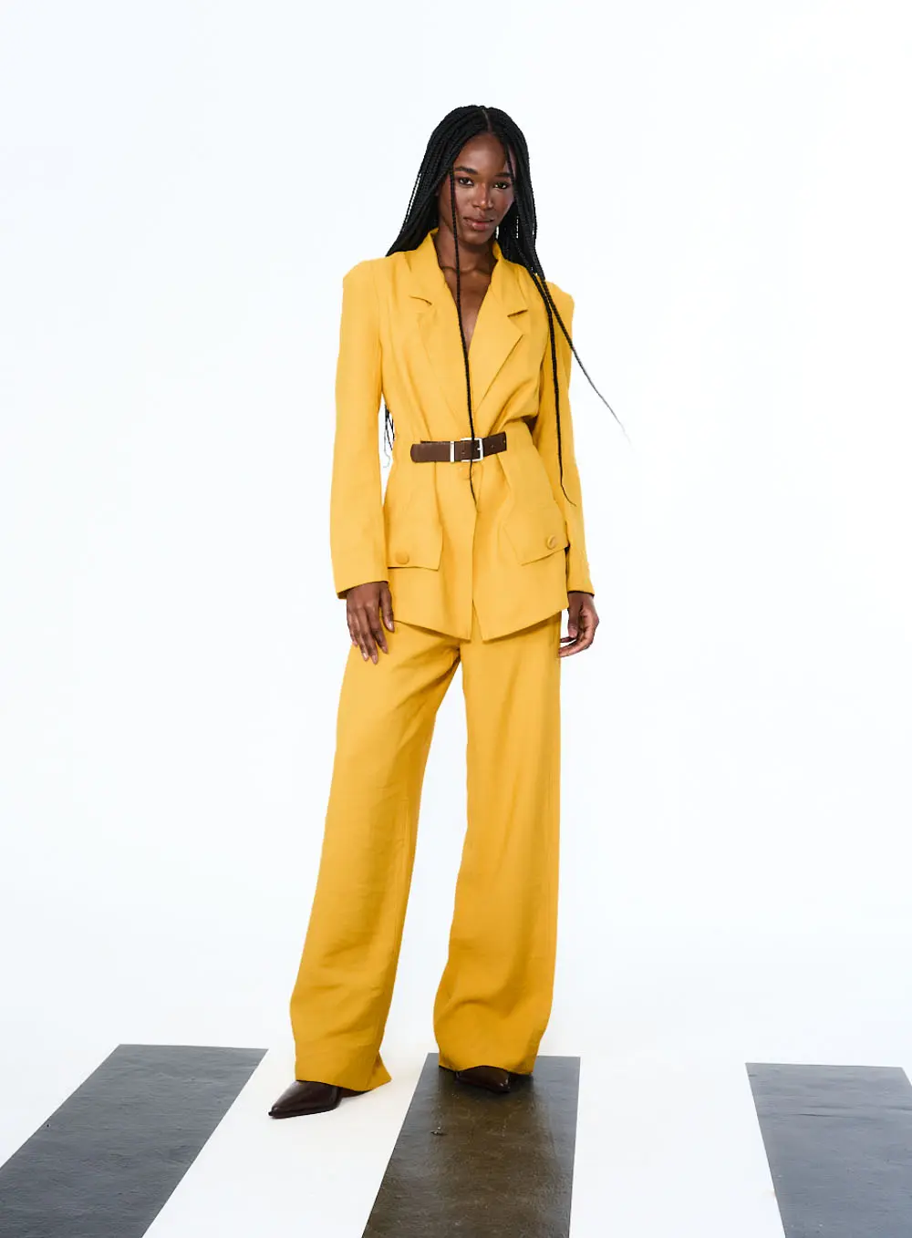 Blazer Linho Com Cinto Amarelo 2