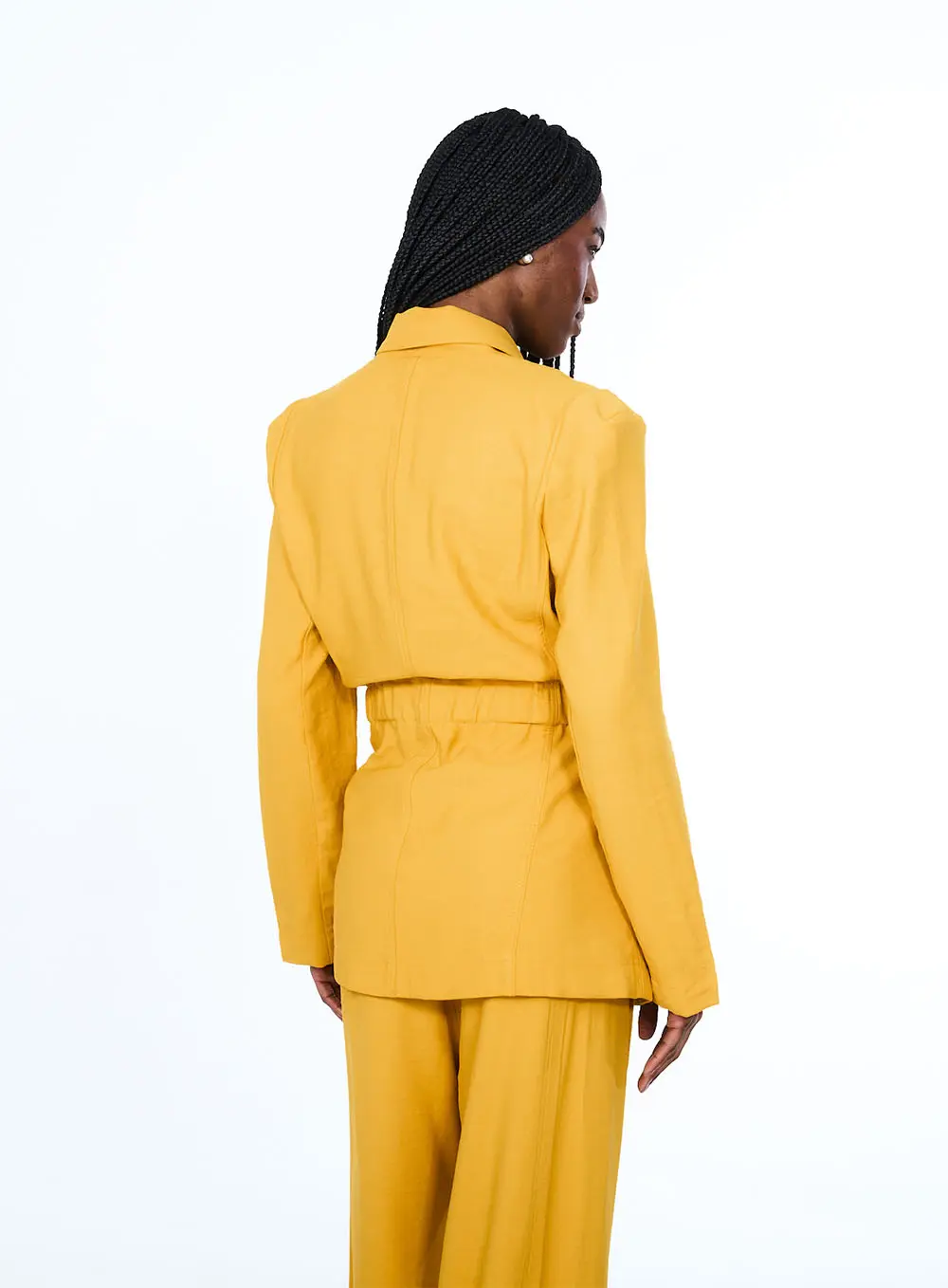 Blazer Linho Com Cinto Amarelo 4