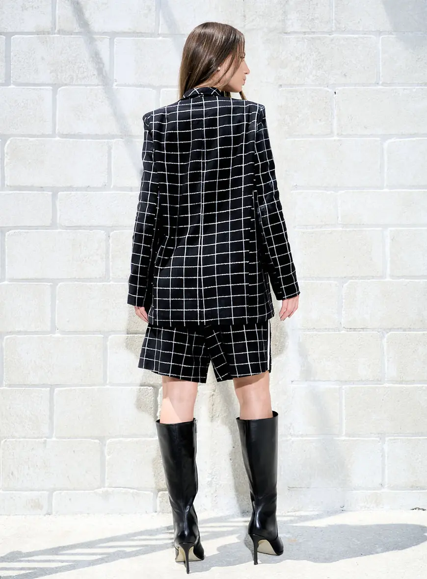 Blazer Linho Xadrez Preto 5