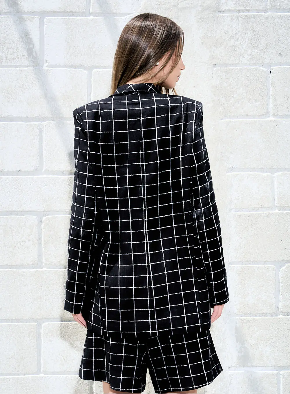 Blazer Linho Xadrez Preto 4