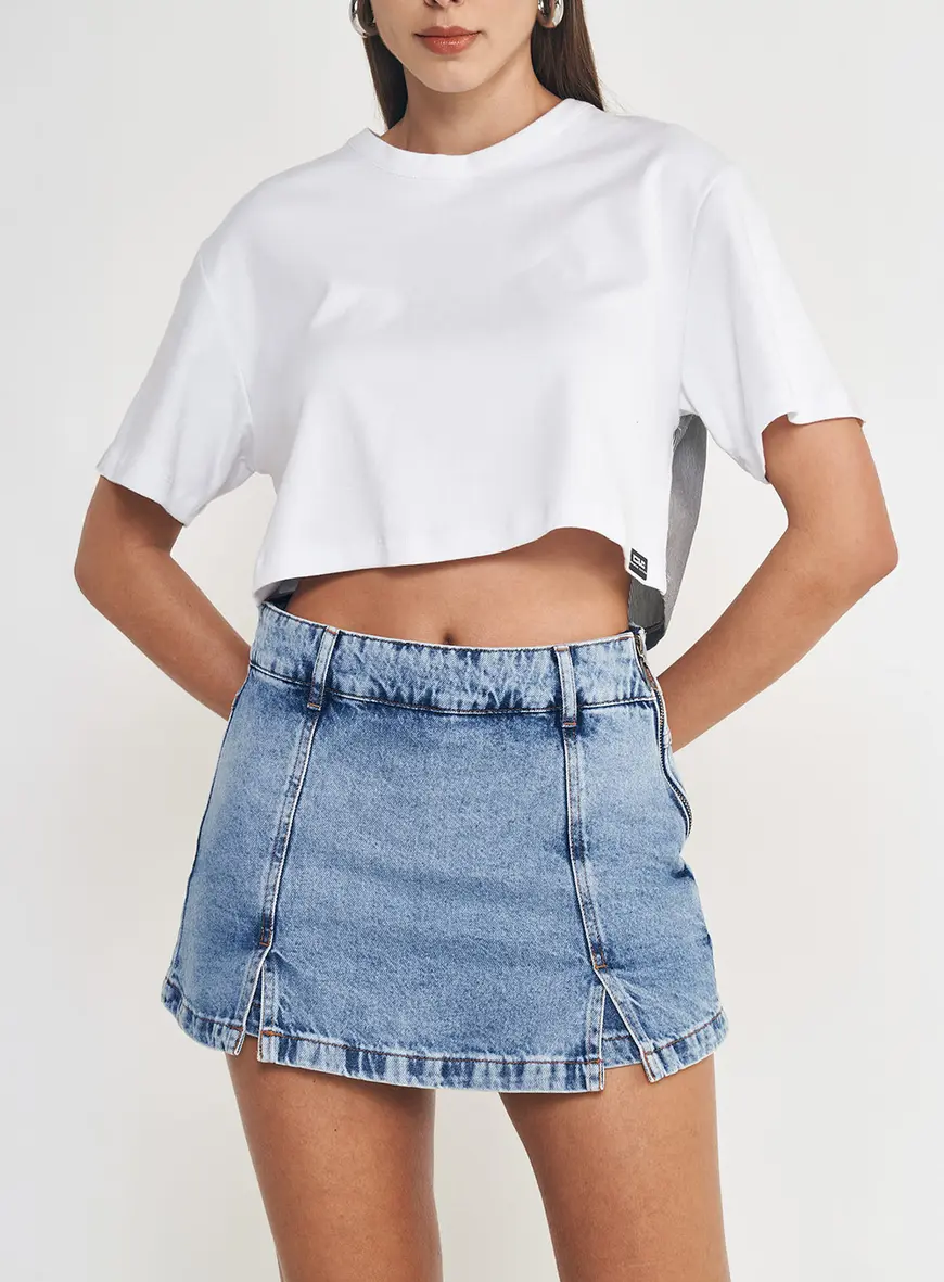 Camiseta Box Fashion Detalhe Listrada Branco 1