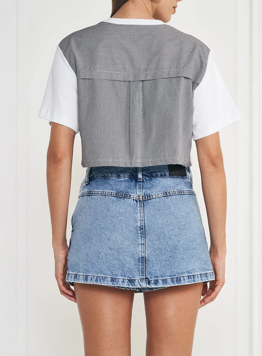 Camiseta Box Fashion Detalhe Listrada Branco 2
