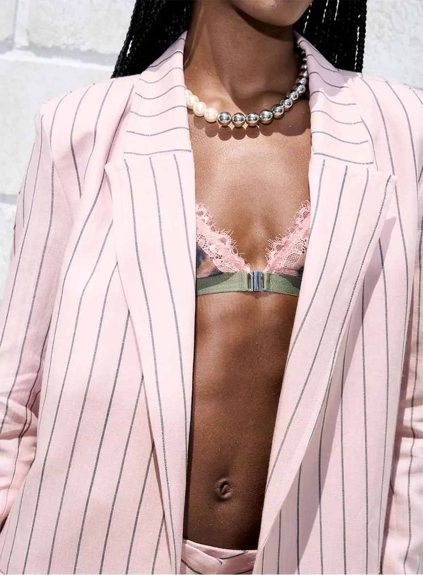 Blazer Linho Listrado Rosa 3