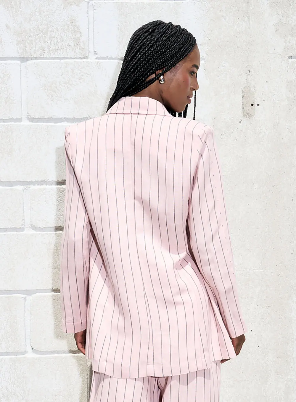 Blazer Linho Listrado Rosa 4