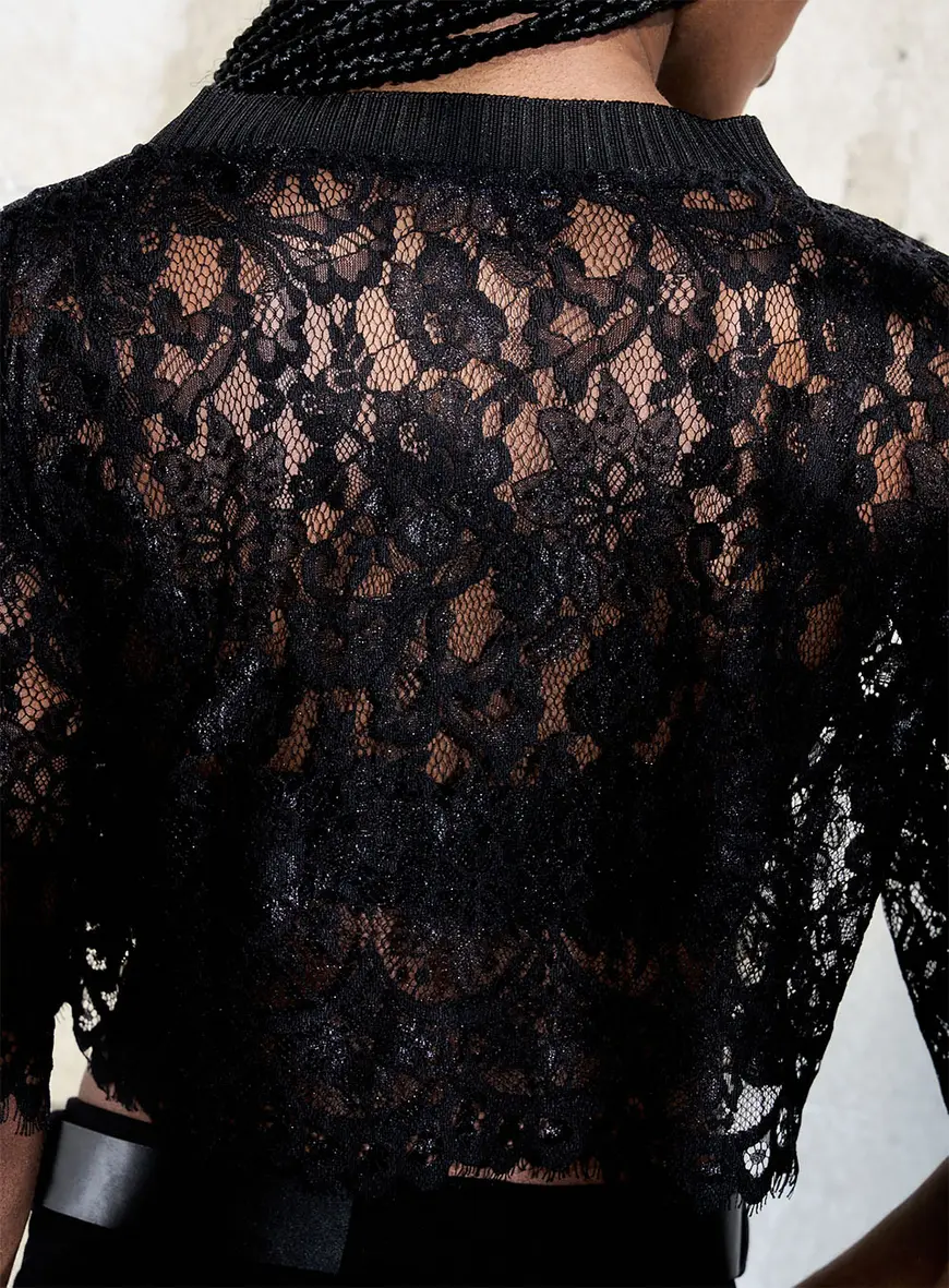 Blusa Renda Cropped Preto 3