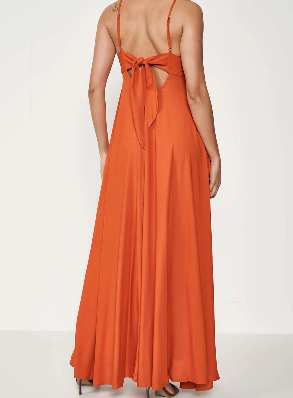 Vestido Longo Comfort Fluído Laranja