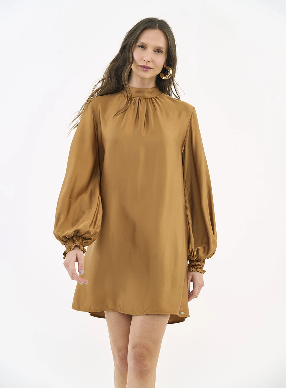 Vestido Manga Longa Comfort Marrom Evermore