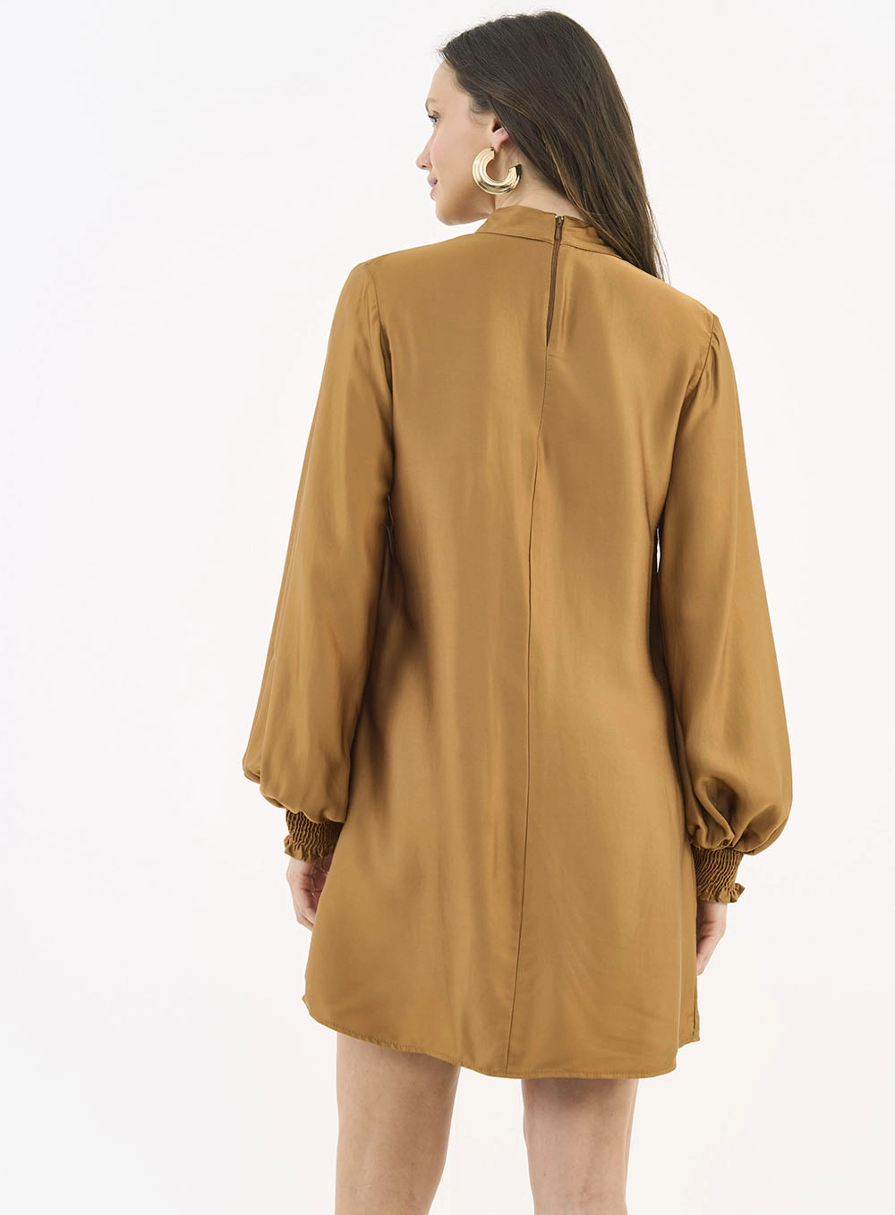 Vestido Manga Longa Comfort Marrom Evermore