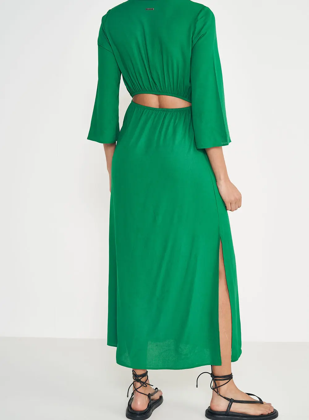 Vestido Midi Com Rrcorte E Fenda Verde Vanity