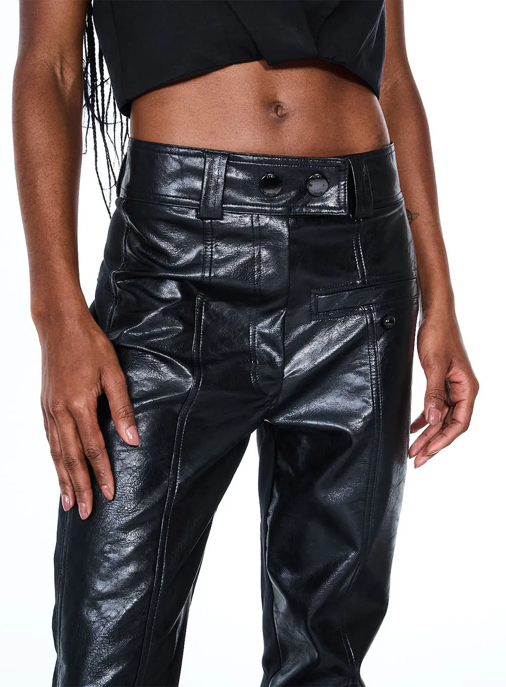 Calça Flare Em Pu Preto 3