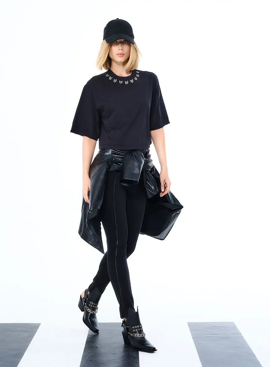 Calça Skinny Com Detalhes Preto 1