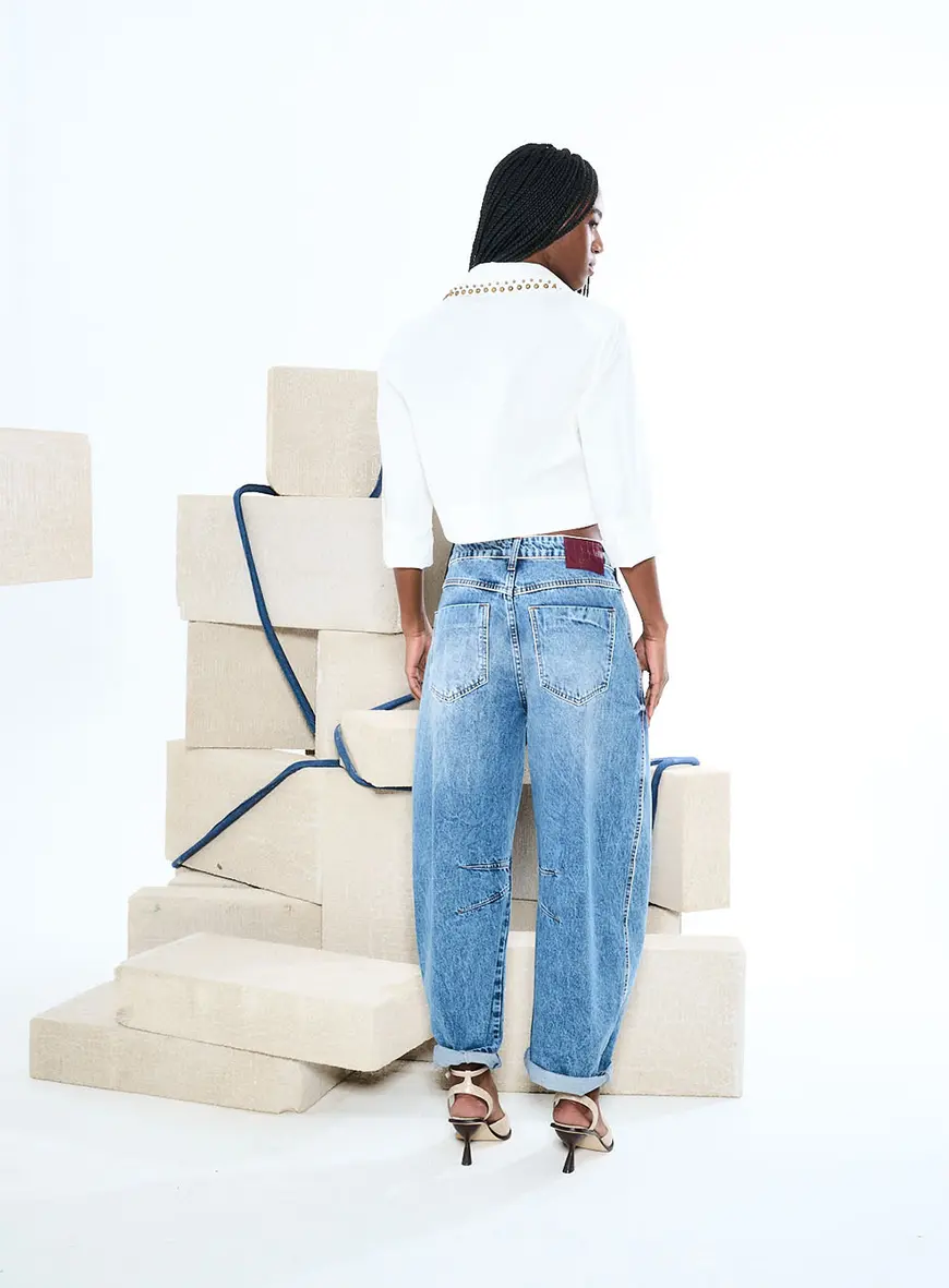 Calça Jeans Mom Destroyed Índigo 4