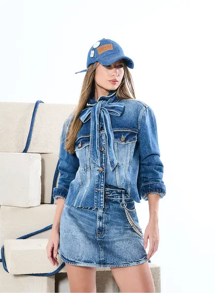 Saia Jeans Com Lavagem Estonada