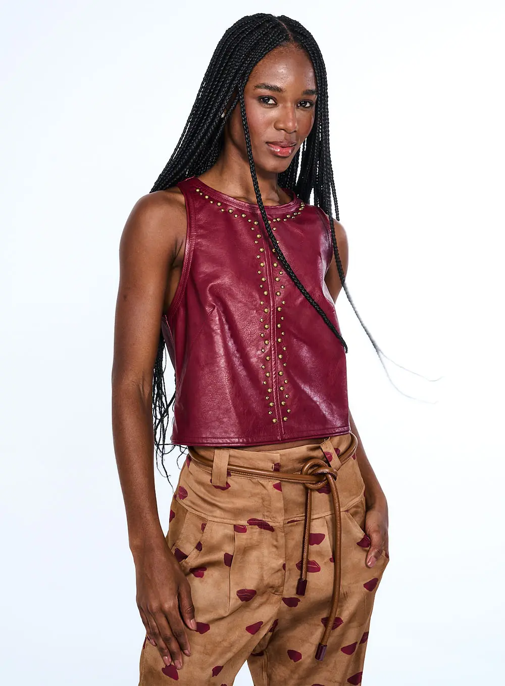 Blusa Com Bordado Manual Metalizado Bordo 1