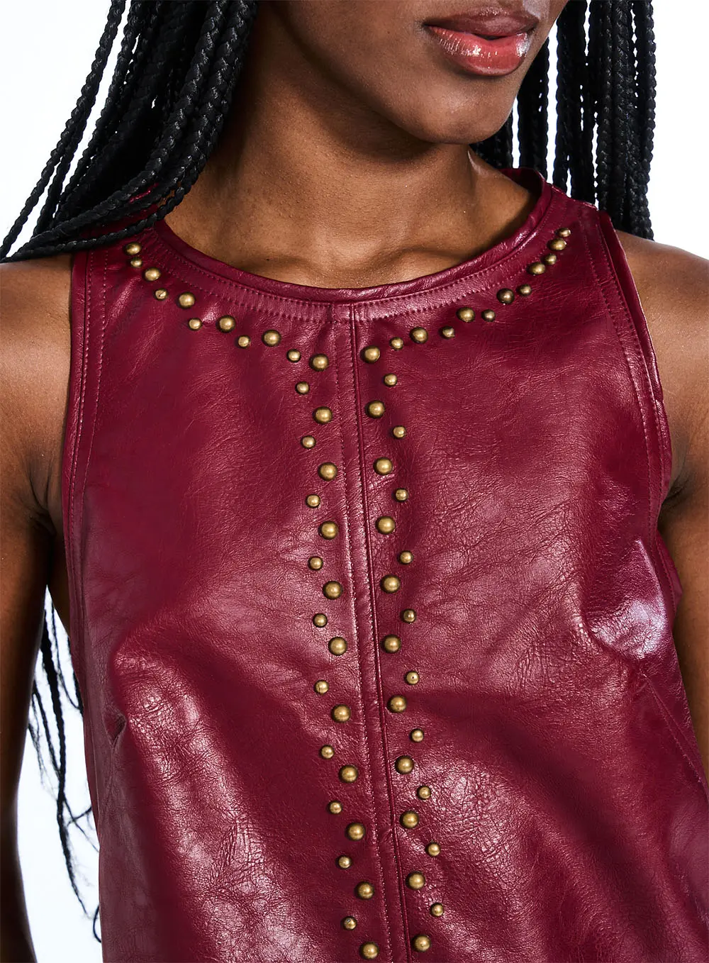 Blusa Com Bordado Manual Metalizado Bordo 3