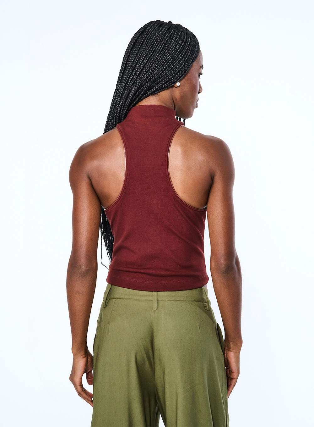 Blusa Gola Alta Com Zíper Marrom 4