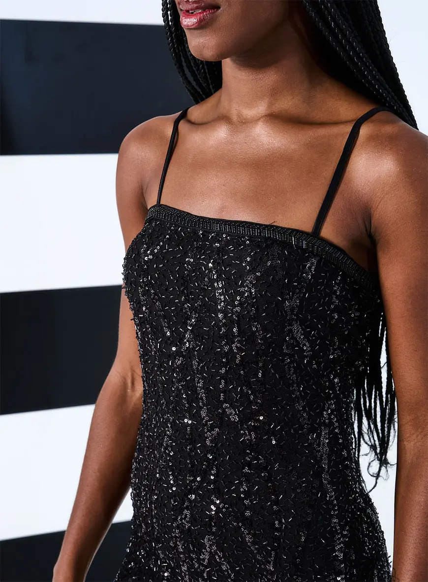 Vestido Paetê Preto 3