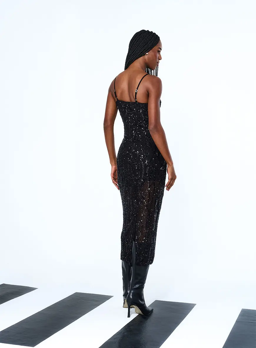 Vestido Paetê Preto 4