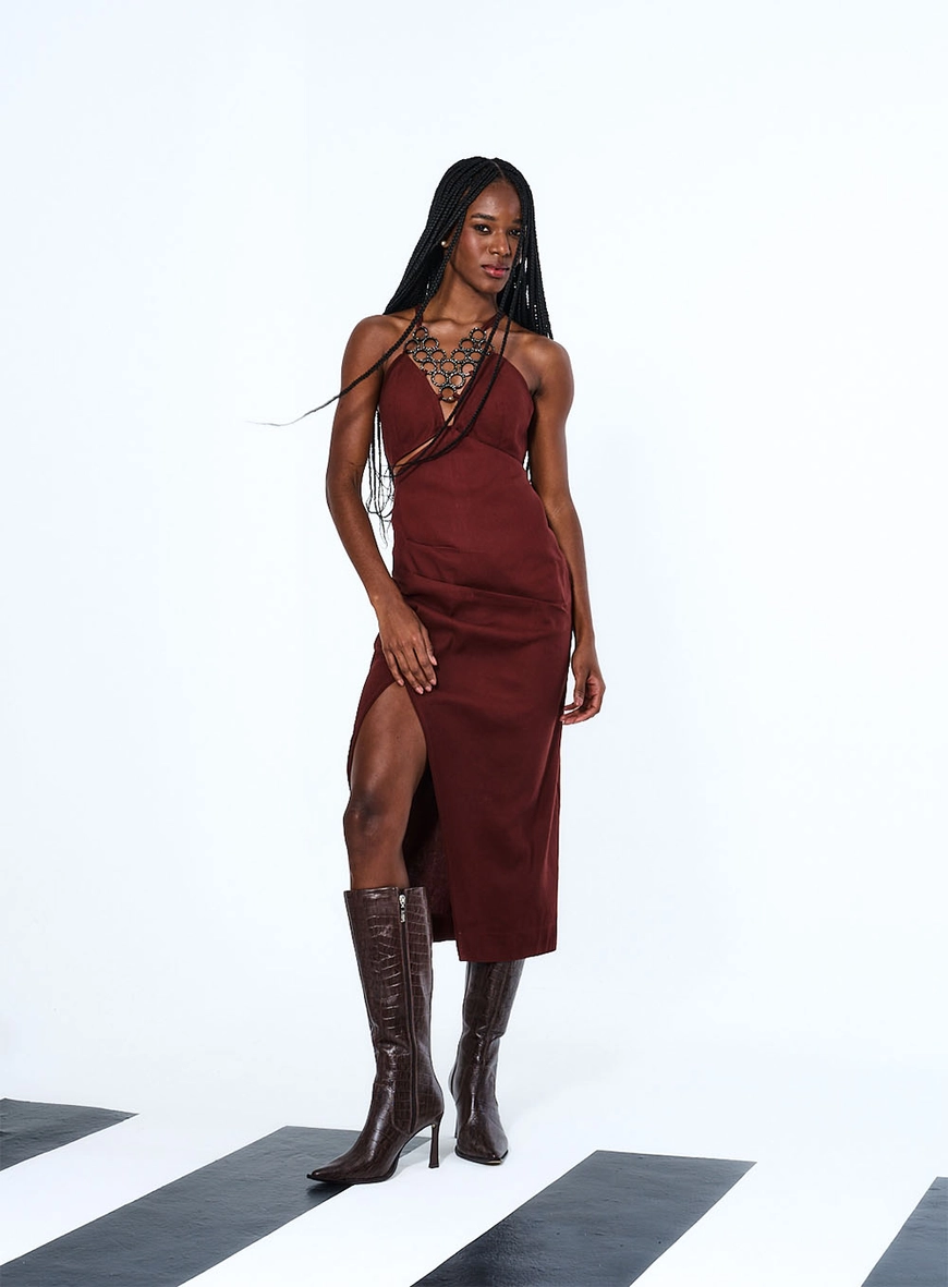 Vestido Linho Marrom 5